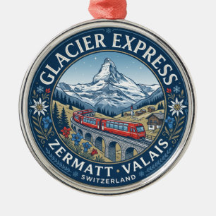 Glacier Express Route Schweiz Ornament Aus Metall