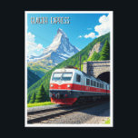 Glacier Express Schweiz Matterhorn Postkarte<br><div class="desc">Der Glacier Express, oft als "langsamster Expresszug der Welt" bezeichnet, bietet eine der landschaftlichsten und bekanntesten Bahnreisen durch die Schweizer Alpen. Dieser legendäre Zug verbindet die Bergorte Zermatt und St. Moritz und fährt über acht Stunden 291 km durch die atemberaubende Landschaft der Schweiz. Die Route führt durch 91 Tunnels und...</div>
