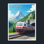 Glacier Express Schweiz Matterhorn Postkarte<br><div class="desc">Der Glacier Express, oft als "langsamster Expresszug der Welt" bezeichnet, bietet eine der landschaftlichsten und bekanntesten Bahnreisen durch die Schweizer Alpen. Dieser legendäre Zug verbindet die Bergorte Zermatt und St. Moritz und fährt über acht Stunden 291 km durch die atemberaubende Landschaft der Schweiz. Die Route führt durch 91 Tunnels und...</div>