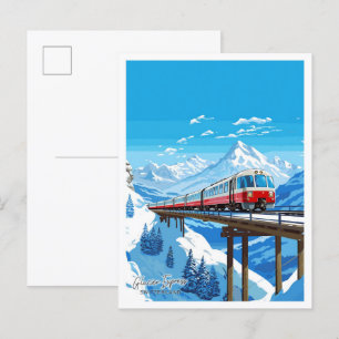 Glacier Express Schweiz Reiseillustration Postkarte