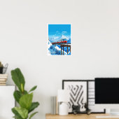 Glacier Express Schweiz Reiseillustrierung Poster (Heimbüro)