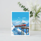 Glacier Express Schweiz Reiseillustrierung Postkarte (Stehend Vorderseite)