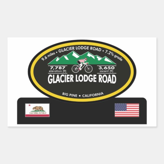 GLACIER LODGE ROAD - BIG PINE, CA - "OVAL TROPHY" RECHTECKIGER AUFKLEBER (Vorderseite)