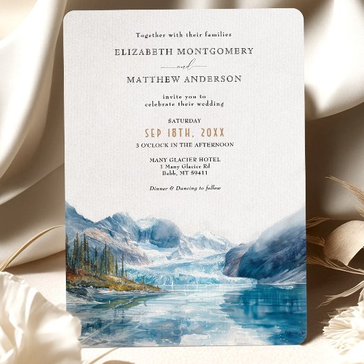 Glacier Mountains Montana Wedding Einladung