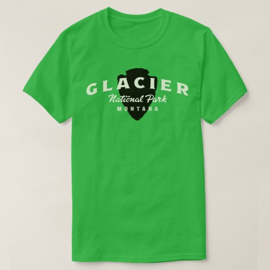 Glacier National Park Arted Text Tan T-Shirt (Design vorne)