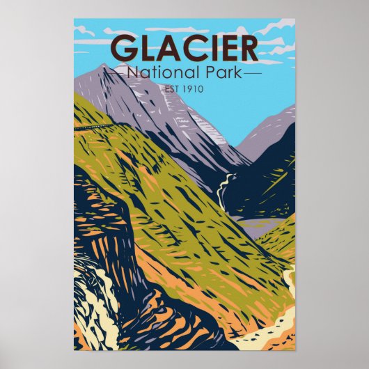 Glacier National Park Auf dem Weg zur Sun Road Poster (Vorne)