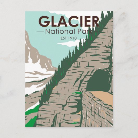 Glacier National Park Auf dem Weg zur Sun Road Ret Postkarte (Vorderseite)