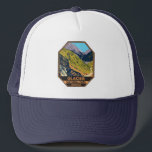 Glacier National Park Auf dem Weg zur Sun Road  Truckerkappe<br><div class="desc">Glacier Park Vektorgrafik Design. Der Park ist ein Wildnisgebiet im Montana's Rocky Mountains,  mit Gletscherspitzen und Tälern,  die bis zur kanadischen Grenze laufen.</div>