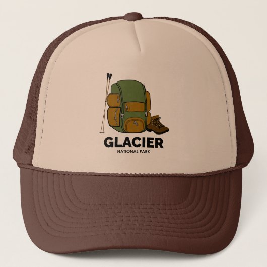 Glacier National Park Backpack Truckerkappe (Vorderseite)