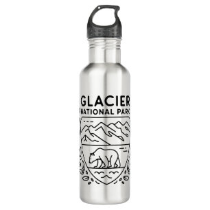 Glacier National Park Bear Emblem Edelstahlflasche