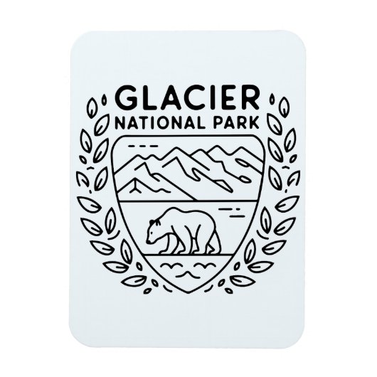Glacier National Park Bear Emblem Magnet (Vertikal)