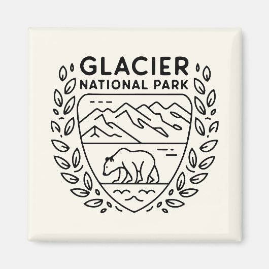 Glacier National Park Bear Emblem Magnet (Vorne)