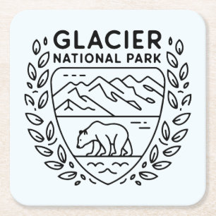 Glacier National Park Bear Emblem Rechteckiger Pappuntersetzer