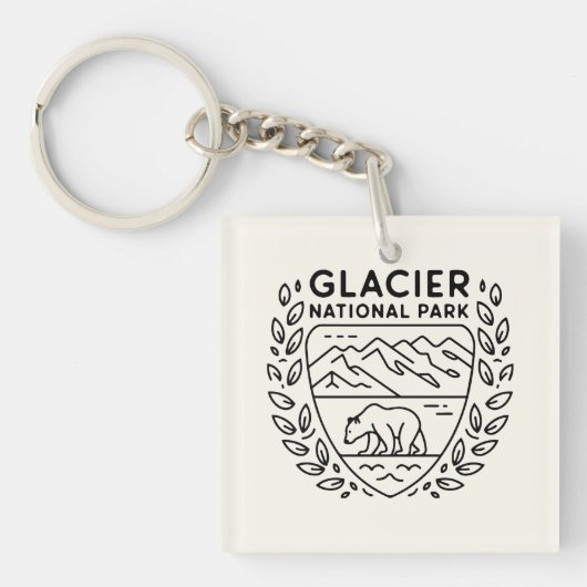Glacier National Park Bear Emblem Schlüsselanhänger (Vorderseite)