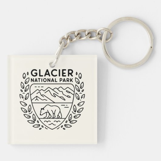 Glacier National Park Bear Emblem Schlüsselanhänger (Rückseite)