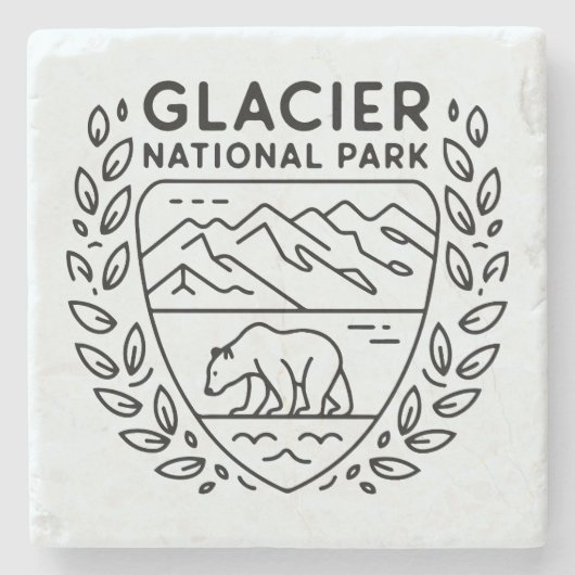 Glacier National Park Bear Emblem Steinuntersetzer (Vorderseite)