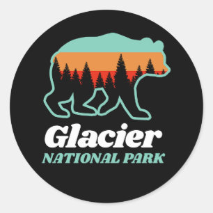 Glacier National Park Bear Wandern Camping Geschen Runder Aufkleber