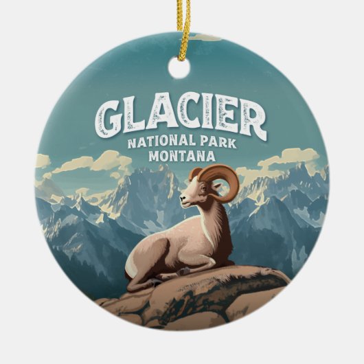 Glacier National Park Bighorn Sheep Keramik Ornament (Vorne)