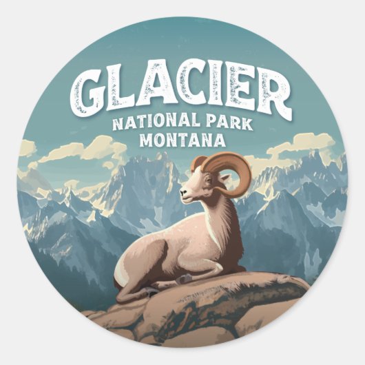 Glacier National Park Bighorn Sheep Runder Aufkleber (Vorderseite)