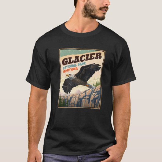 Glacier National Park Eagle Vintage Look T-Shirt (Vorderseite)