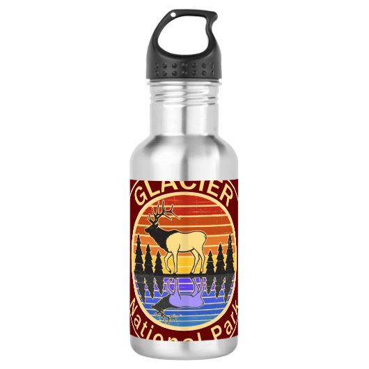 Glacier National Park Elch Edelstahlflasche (Vorderseite)