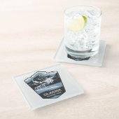 Glacier National Park Emblem Glasuntersetzer (Schrägansicht)