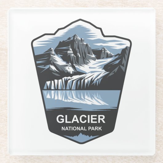 Glacier National Park Emblem Glasuntersetzer (Vorderseite)