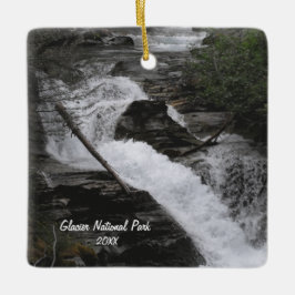 Glacier National Park Foto Wasserfall Ornament Aus Metall