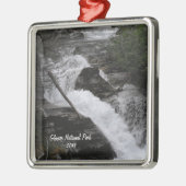 Glacier National Park Foto Wasserfall Ornament Aus Metall (Links)