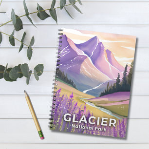 Glacier National Park   Frühlings-Lavendel-Aquarel Notizblock