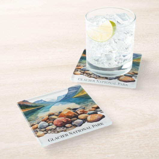 Glacier National Park Glass Untersetzer (Schrägansicht)