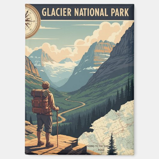 Glacier National Park Going-to-the-sun road Magnet (Vorderseite)