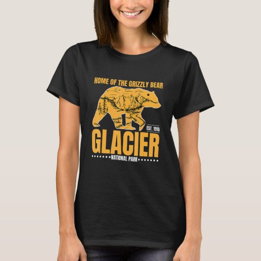 Glacier National Park Grizzly Bear Hiking Vacation T-Shirt (Vorderseite)