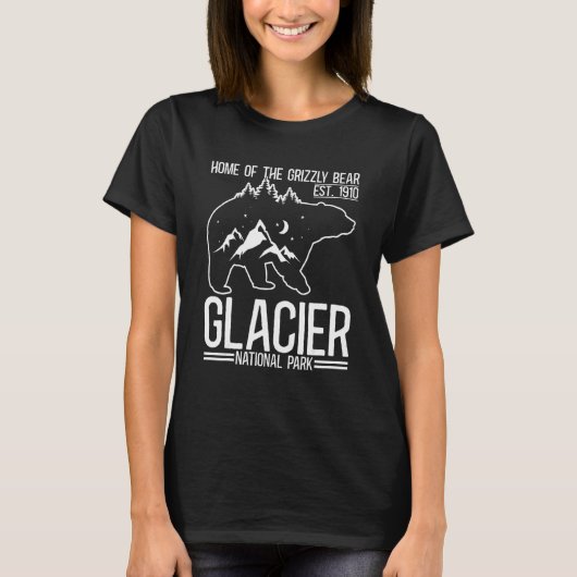 Glacier National Park Grizzly Bear Hiking Vacation T-Shirt (Vorderseite)
