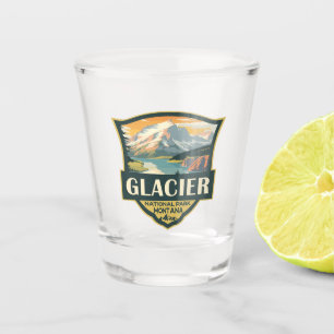 Glacier National Park Illustration Reisen Vintag Schnapsglas