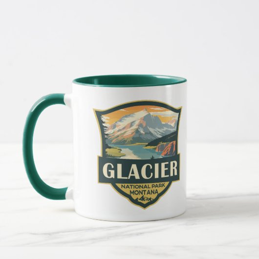Glacier National Park Illustration Reisen Vintag Tasse (Links)