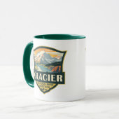 Glacier National Park Illustration Reisen Vintag Tasse (Vorderseite Links)