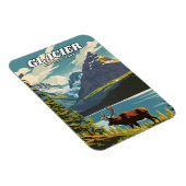 Glacier National Park Illustration Retro Decorativ Magnet (Rechte Seite)