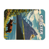 Glacier National Park Illustration Retro Decorativ Magnet (Horizontal)