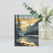 Glacier National Park Illustrationsprogramm Postkarte (Stehend Vorderseite)