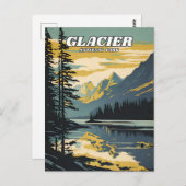 Glacier National Park Illustrationsprogramm Postkarte (Vorne/Hinten)