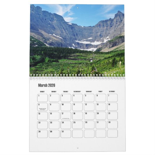 Glacier National Park-Montana USA Calendar Kalender (Mär 2026)