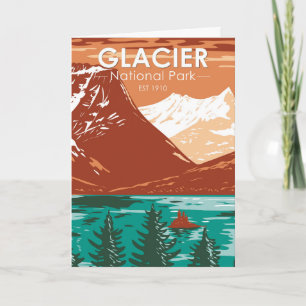 Glacier National Park Montana Vintage Karte