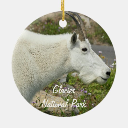 Glacier National Park Mountain Goat Foto Keramik Ornament (Hinten)