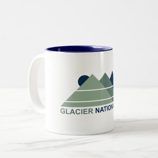 Glacier National Park Mountain Sun Zweifarbige Tasse (Vorderseite Links)