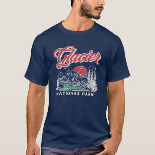 Glacier National Park Retro 80's Mountains Vintag T-Shirt