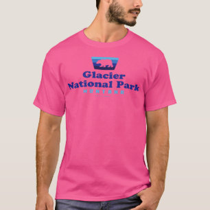 Glacier National Park Retro-Abzeichen Bär Blau T-Shirt