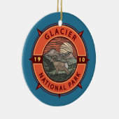 Glacier National Park Retro Bighorn Sheep Compass Keramik Ornament (Rechts)