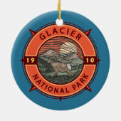 Glacier National Park Retro Bighorn Sheep Compass Keramik Ornament (Hinten)