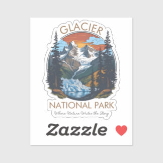 Glacier National Park Retro Mountain Aufkleber